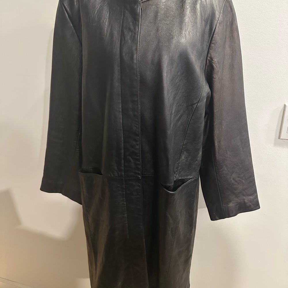 Elegant Black Leather Coat